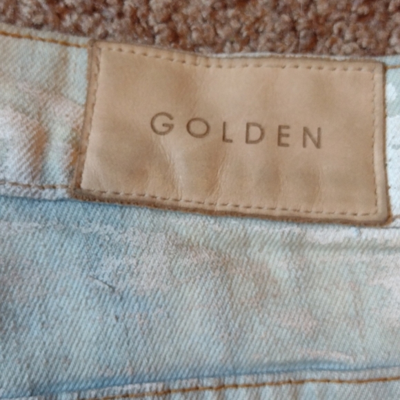 Golden - 38 W distressed denim jeans Rose patch - Picture 6 of 6
